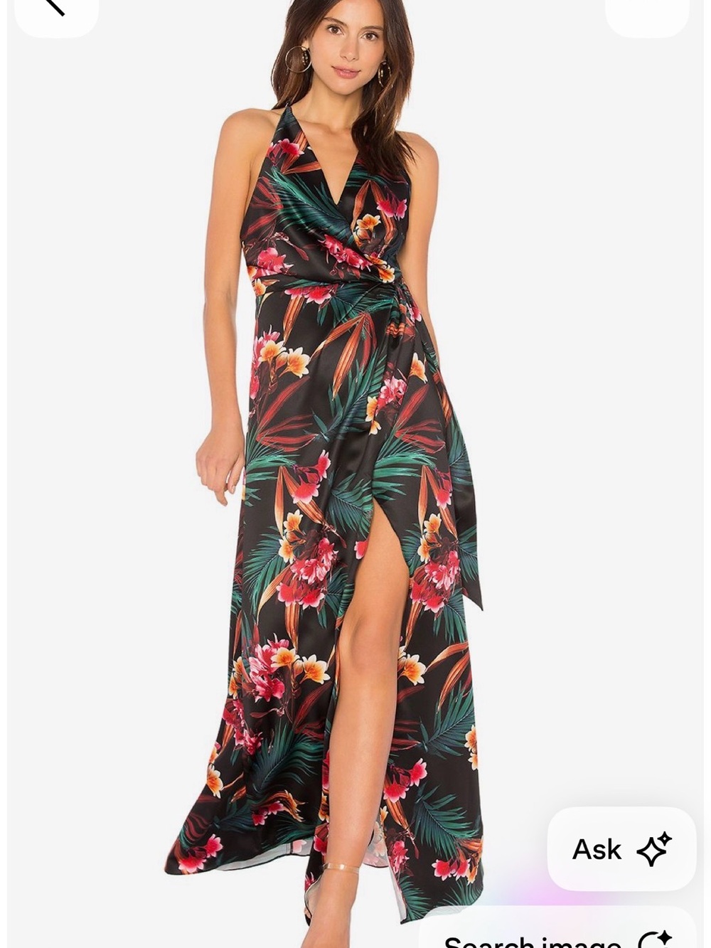 Stylestalker Black Tropical Floral Halter Maxi Dress